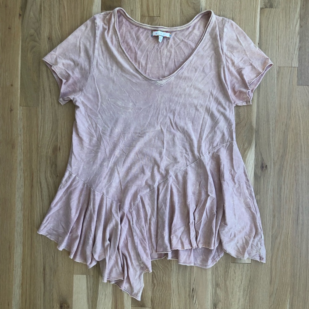 Anthropologie pink peplum top